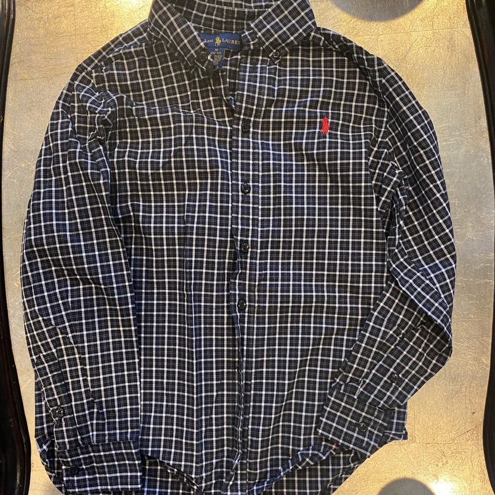 Ralph Lauren long sleeve plaid polo shirt. Like new!